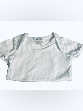 BABY DIOR Logo Bodysuit Onesie Tee Basic Designer Three Months 3 Cotton Blue Boy